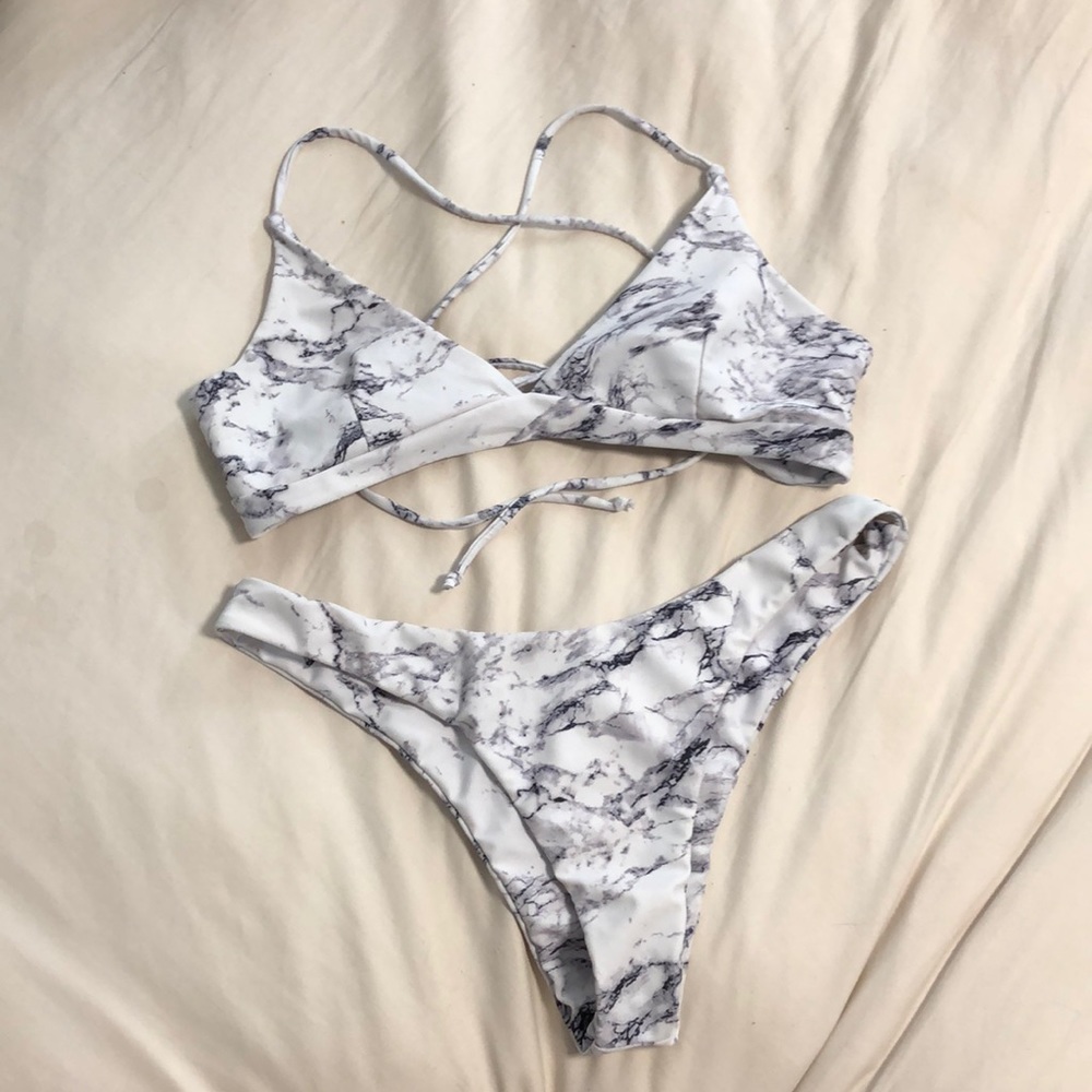 marble print sadly swimsuit